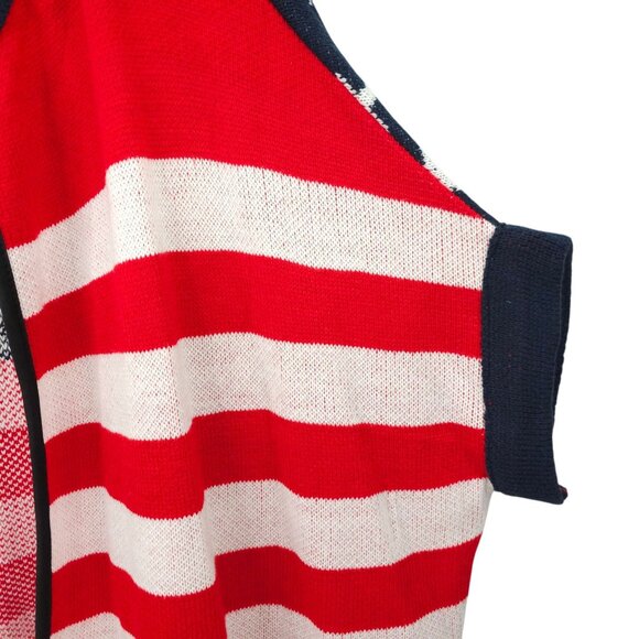Janice Apparel Open Front Knit Cardigan Poncho ONE SIZE American Flag Pattern - Picture 11 of 16
